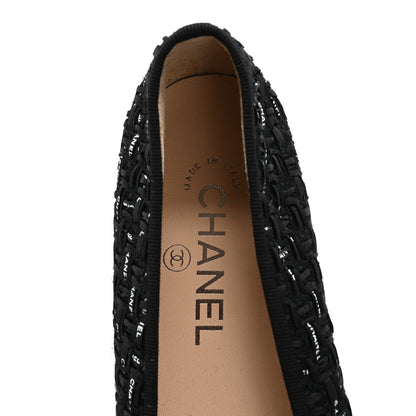 Chanel Lambskin Ribbon Tweed Cap Toe Ballet Flats 39.5 Black 7 of 9