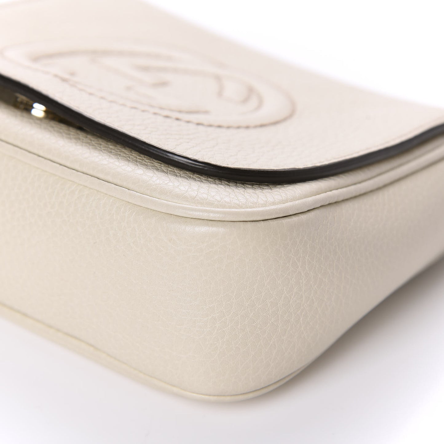 Pebbled Calfskin Small Soho Flap Crossbody Off White