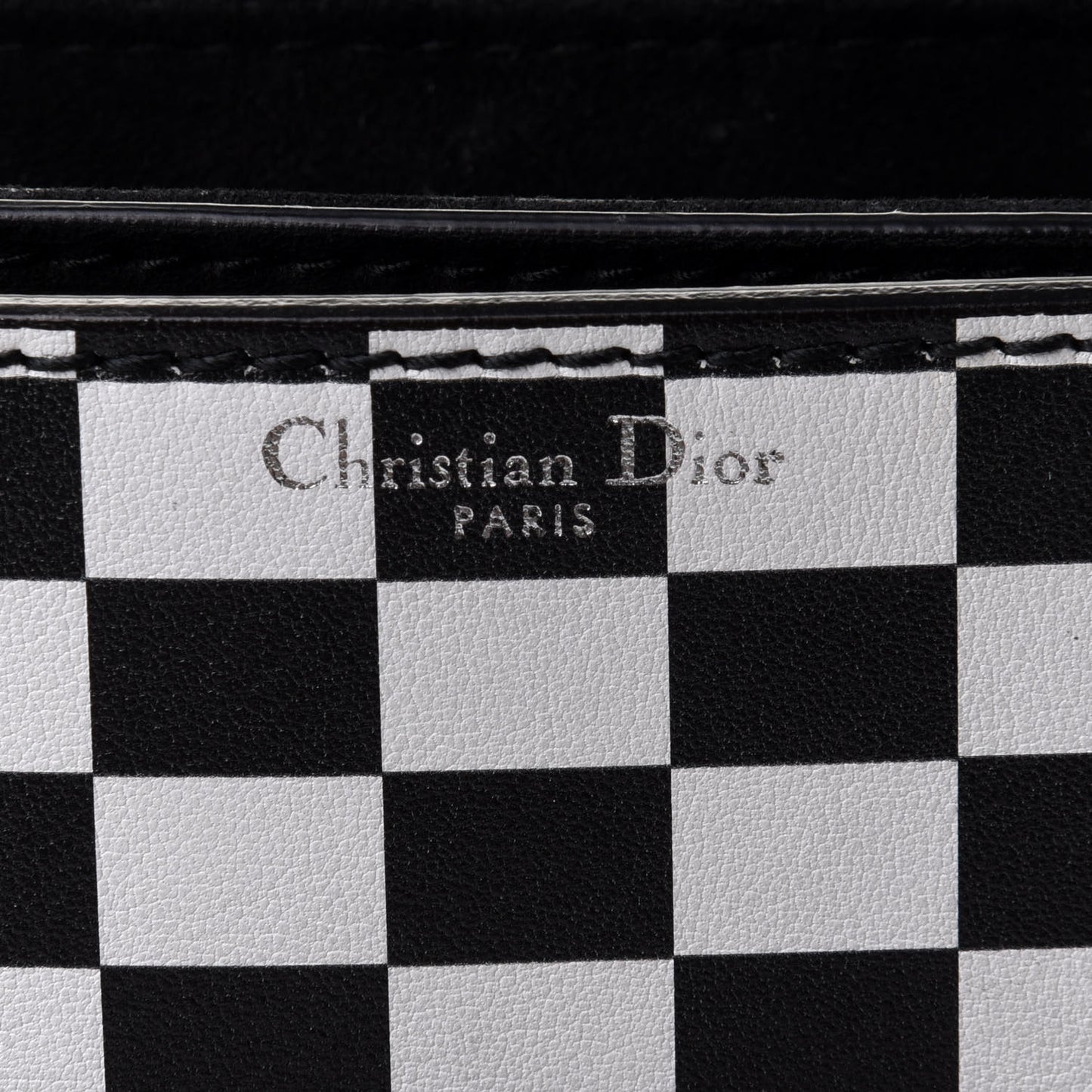 Smooth Calfskin Checkered Dio(r)evolution Flap Bag Black White