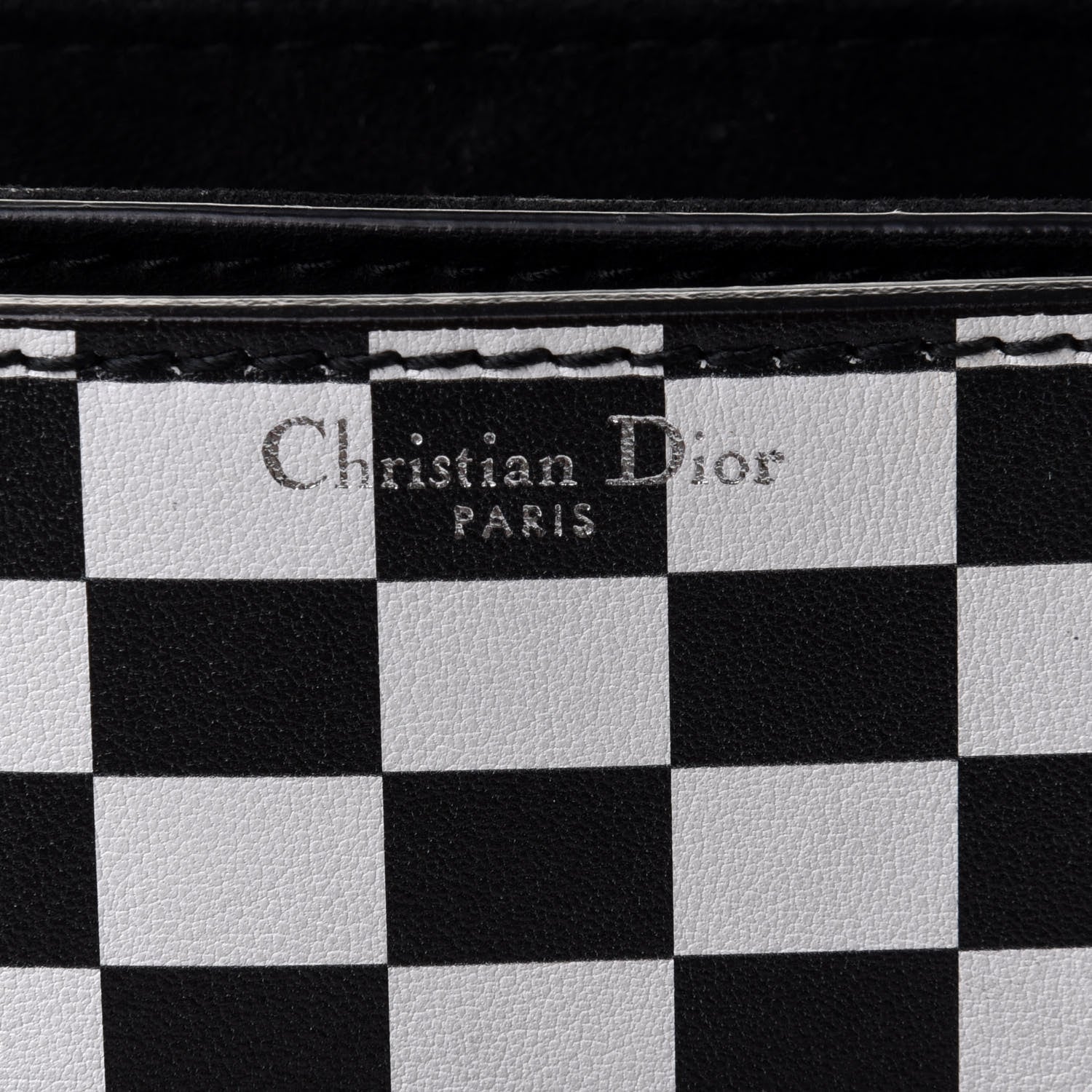 Christian Dior Smooth Calfskin Checkered Dio(r)evolution Flap Bag Black White 8 of 9