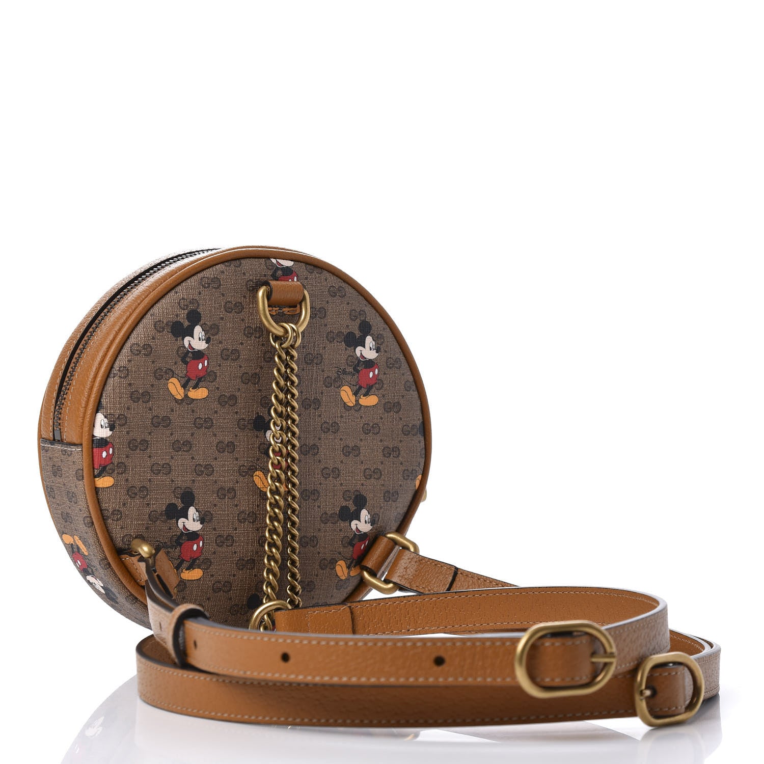 Gucci X DISNEY Mini Vintage GG Supreme Monogram Mickey Mouse Round Backpack Beige Vintage Sun Oil 3 of 14