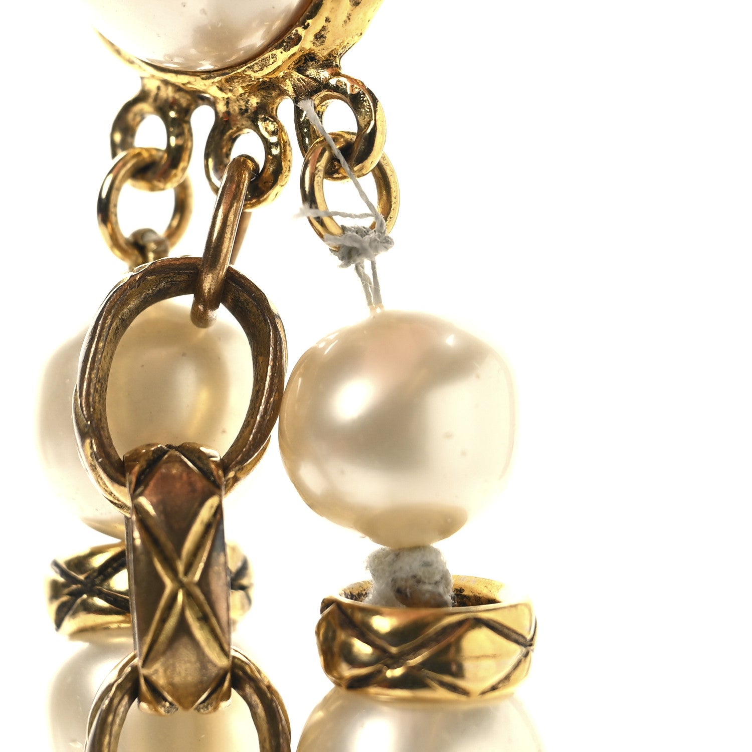 Chanel Pearl Chain Choker Necklace Gold 8 of 9