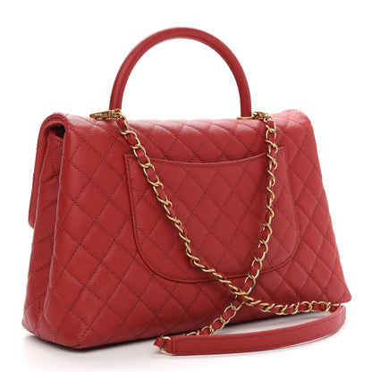 Chanel Caviar Quilted Medium Coco Handle Flap Red 2 of 8