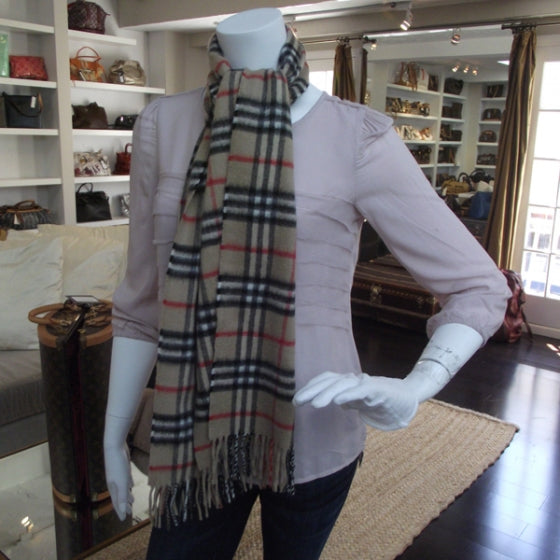 Cashmere Check Fringe Scarf