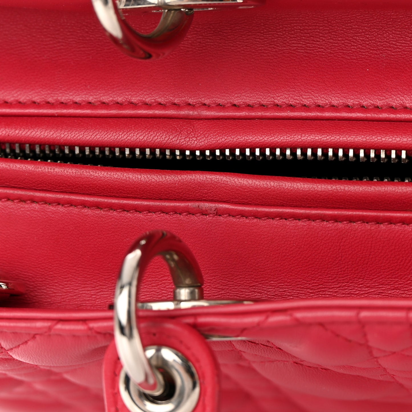 Lambskin Cannage Large Lady Dior Fuchsia