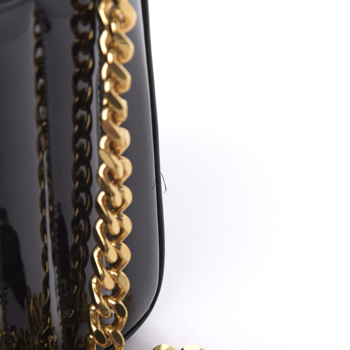 Patent Calfskin Matelasse Monogram Medium Vicky Chain Bag Black