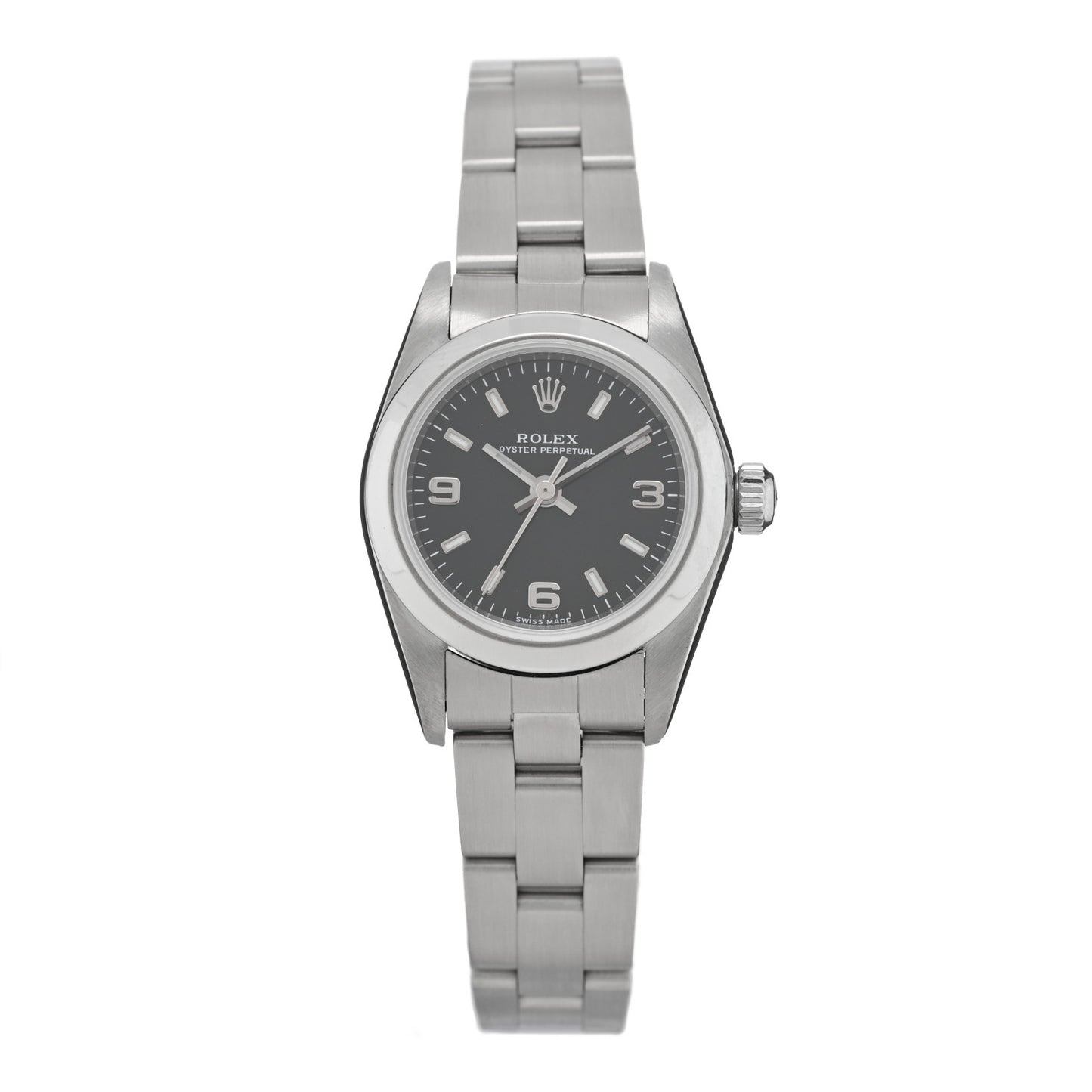 Stainless Steel 24mm Oyster Perpetual Watch Black 76080