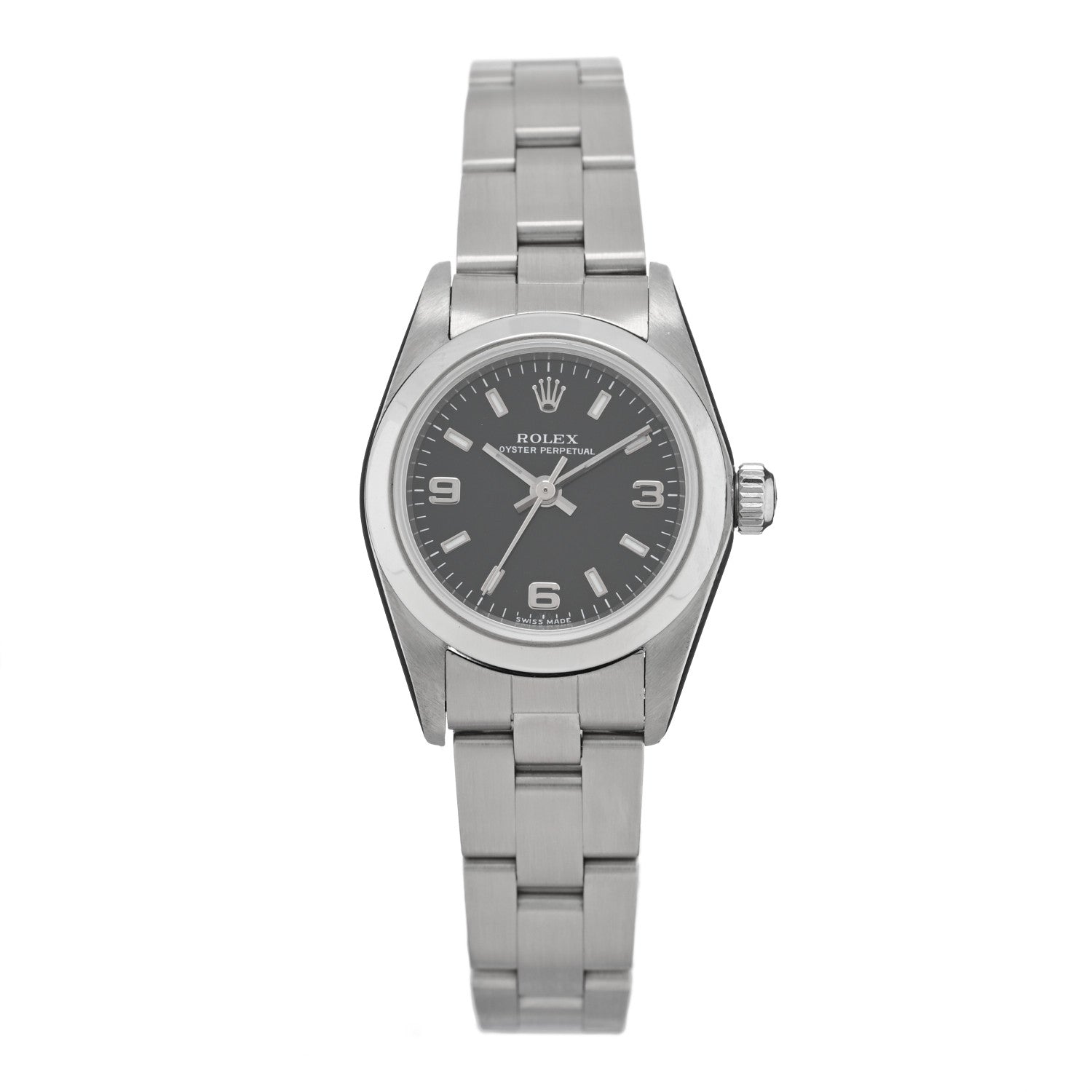 Rolex Stainless Steel 24mm Oyster Perpetual Watch Black 76080 1 of 5