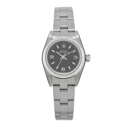 Rolex Stainless Steel 24mm Oyster Perpetual Watch Black 76080 1 of 5