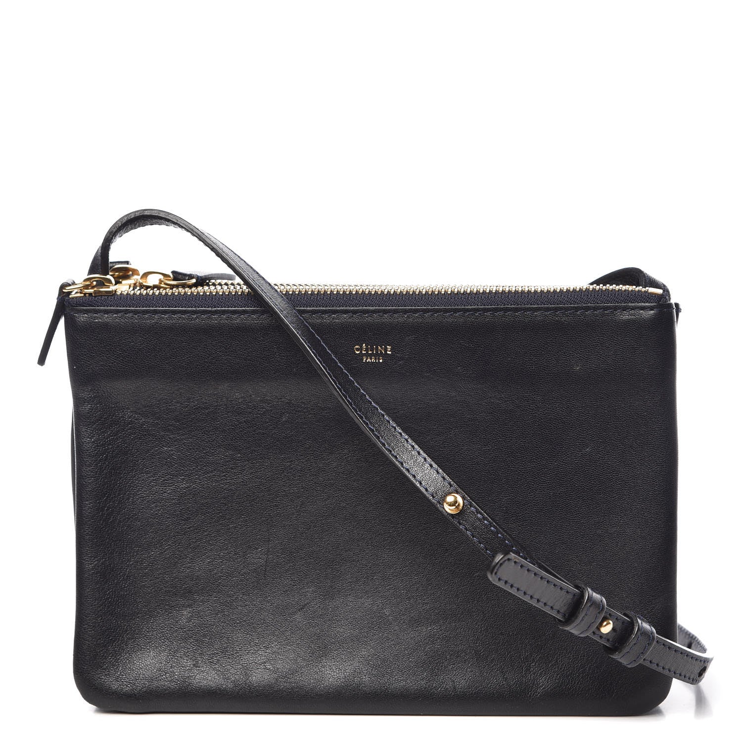 Celine Lambskin Small Trio Crossbody Bag Navy Blue 1 of 13