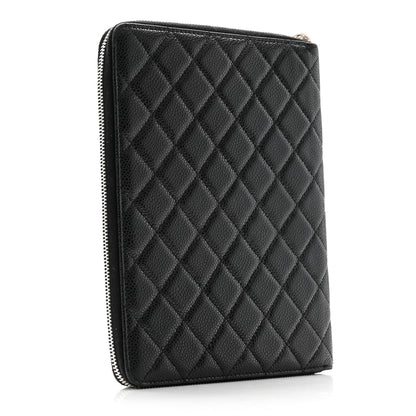 Chanel Caviar Quilted Zip Around Notebook Agenda Cover Black 3 of 9