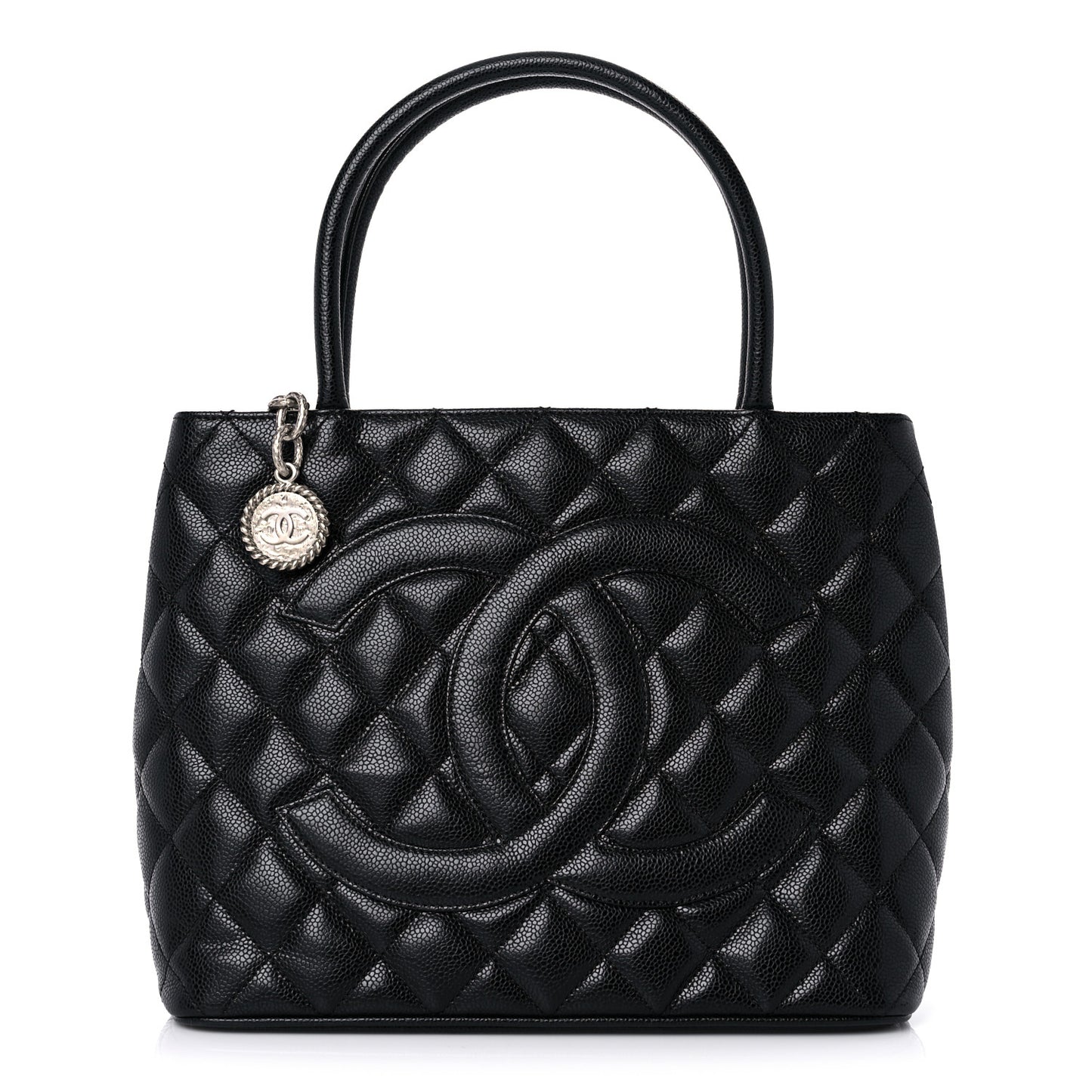 Caviar Quilted Medallion Tote Black
