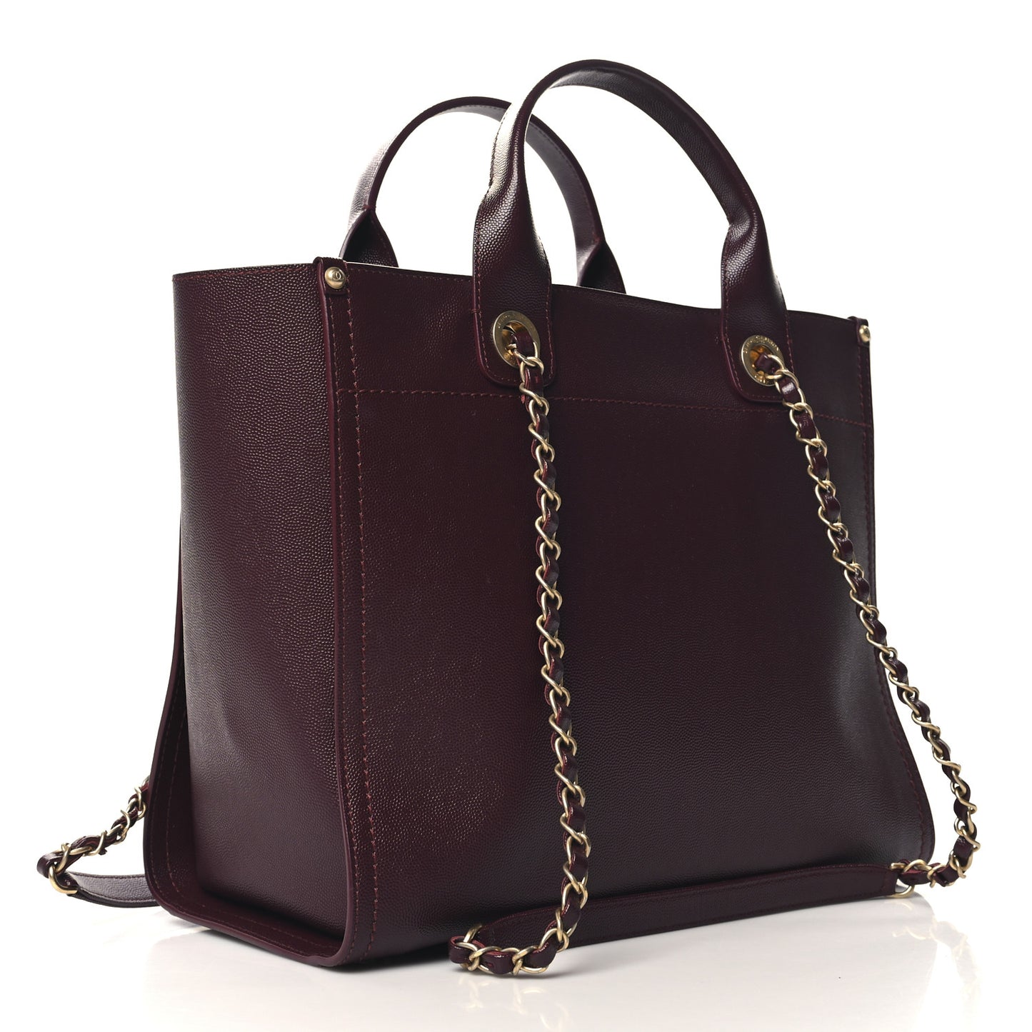 Caviar Small Studded Deauville Tote Burgundy