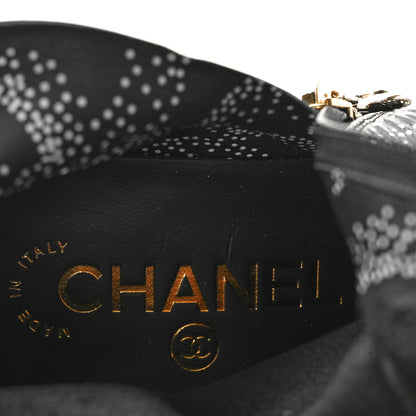 Chanel Calfskin Camellia Printed Ankle Boots 38.5 Black White 8 of 11