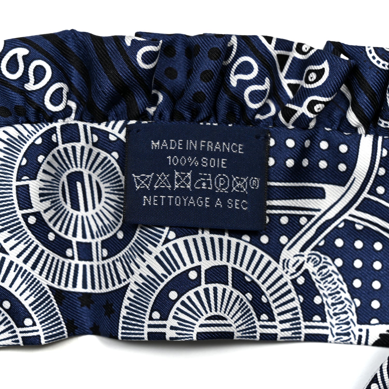 Hermes Eperon d'Or Bandana Ruffle Twilly Marine Fonce Black White 2 of 3