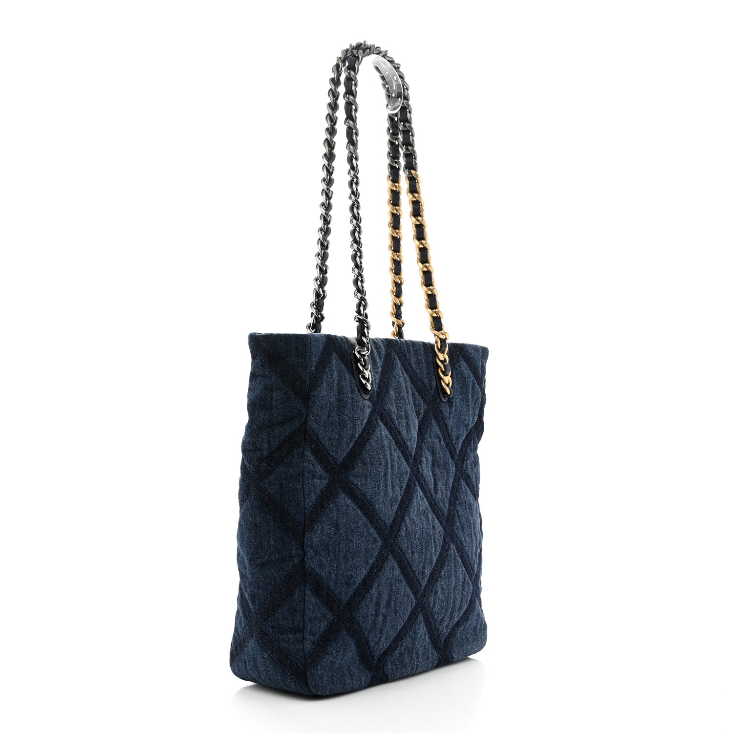 Chanel Denim Quilted Chanel 19 North South Shopping Bag Blue 3 of 10