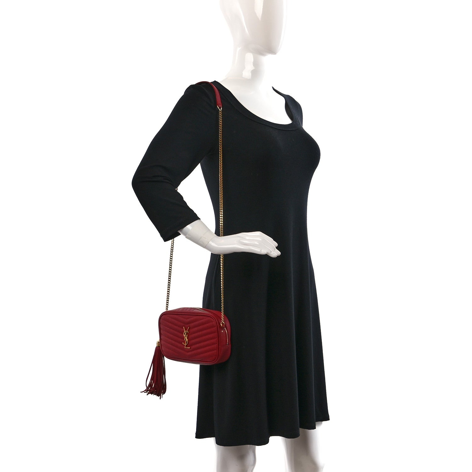 Saint Laurent Grain De Poudre Matelasse Monogram Mini Lou Camera Bag Opyum Red 2 of 9