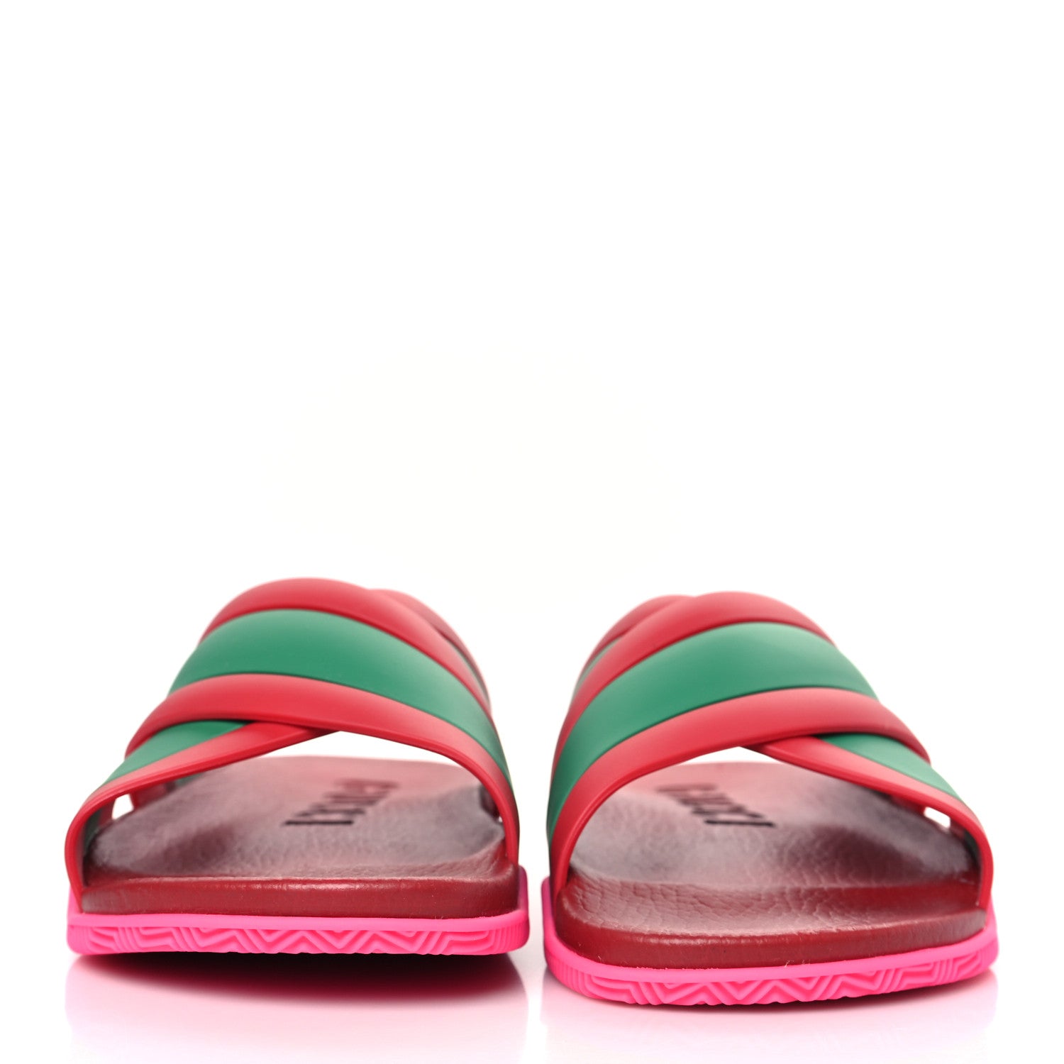 Gucci Rubber Web Womens Criss Cross Slide Sandals 40 Coral New Shamarock 2 of 8