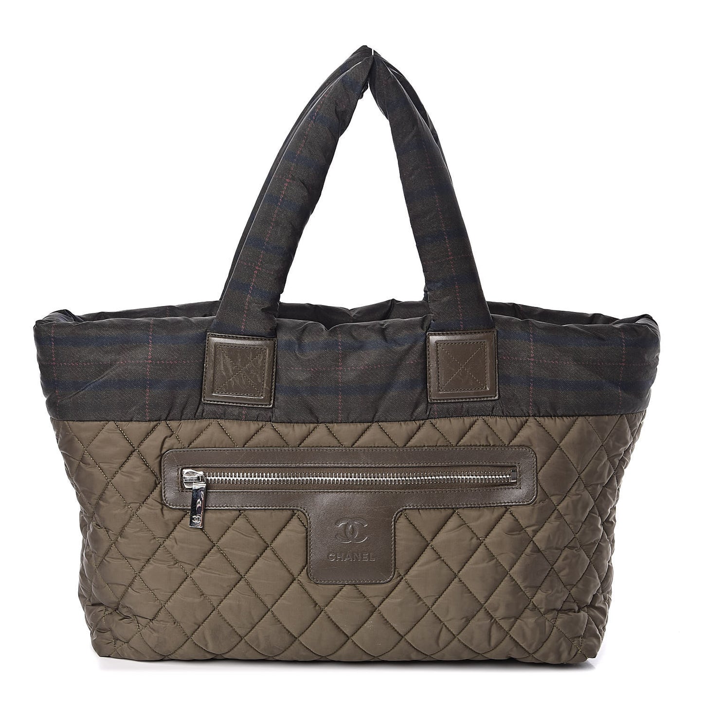 Nylon Quilted Large Coco Cocoon Tote Khaki