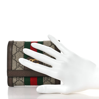 Gucci GG Supreme Monogram Web Ophidia French Flap Wallet Beige New Acero 2 of 8