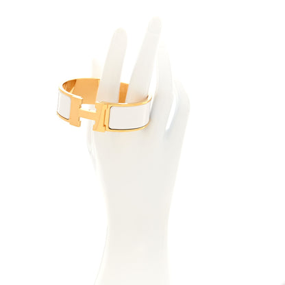Hermes Enamel Wide Clic Clac H Bracelet GM White 2 of 4