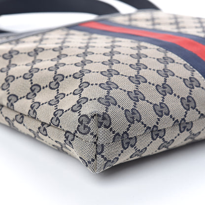 Gucci GG Supreme Monogram Web Flat Messenger Bag Navy 8 of 10