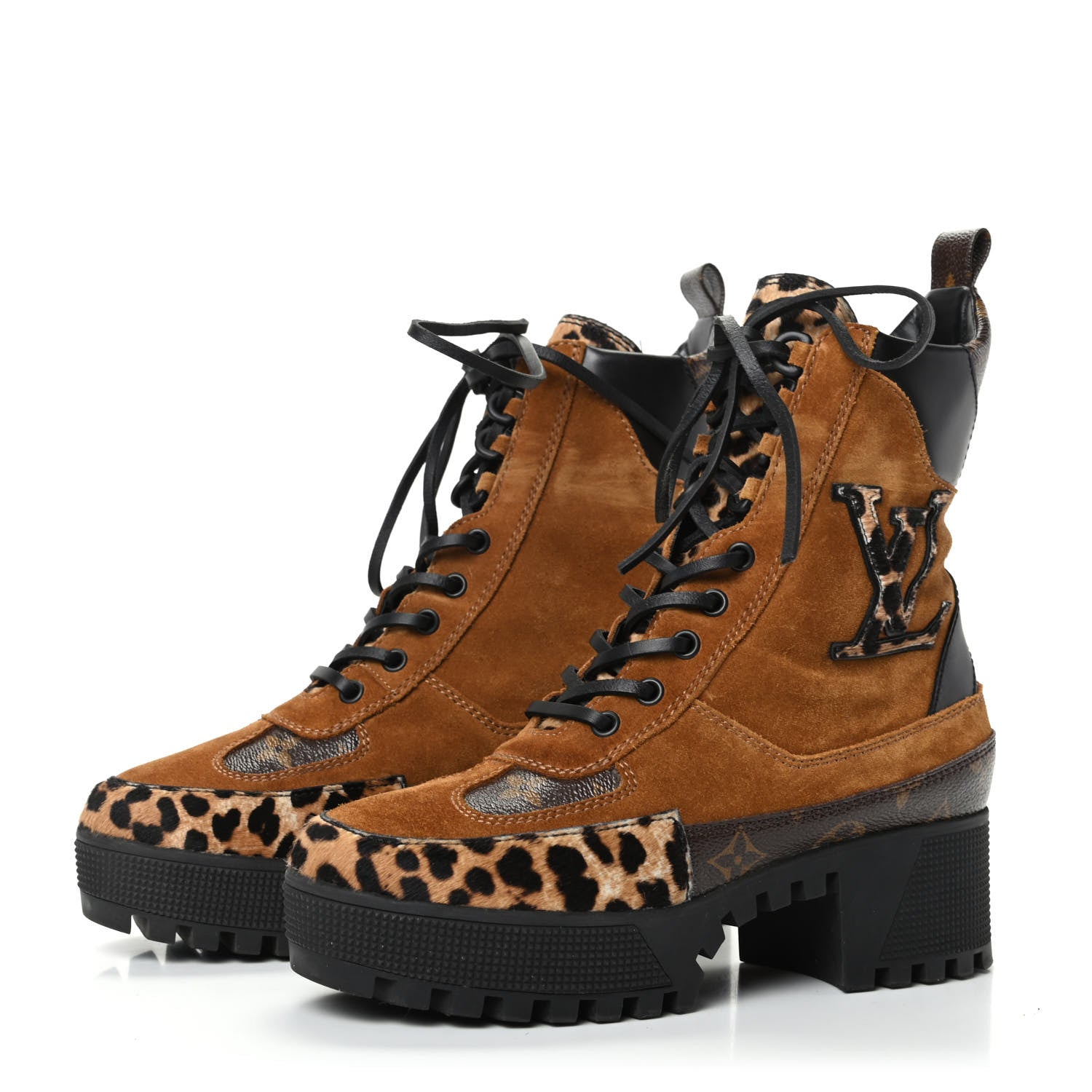 Louis Vuitton Suede Calfskin Monogram Laureate Platform Desert Boots 37 Cognac 3 of 6