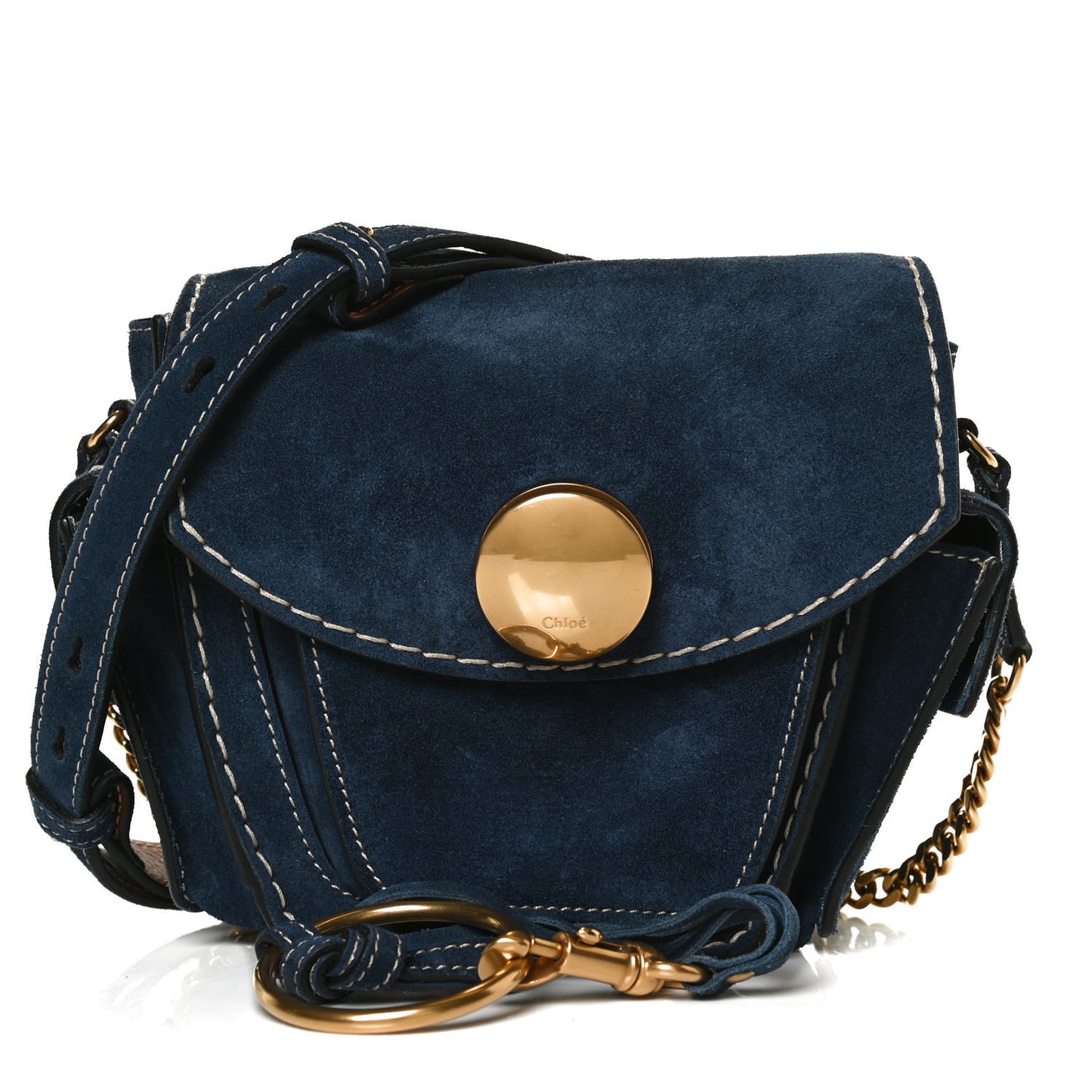 Calfskin Suede Small Jodie Camera Bag Navy