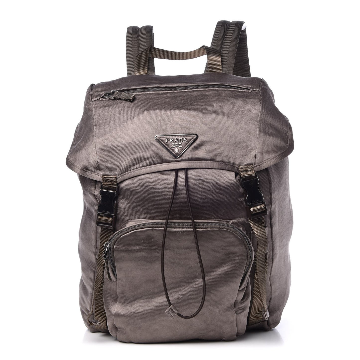 Satin Double Buckle Backpack Fumo