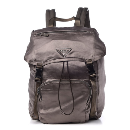 Prada Satin Double Buckle Backpack Fumo 1 of 18