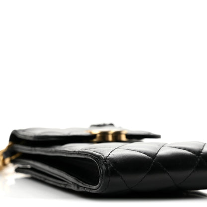 Chanel Lambskin Quilted Lacquered Chain Phone Holder With Chain Black 9 of 13