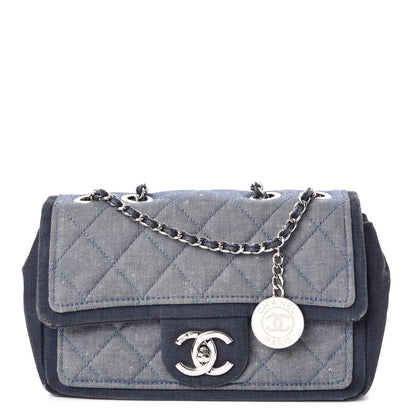 Chanel Denim Quilted Small Medallion Flap Light Blue 1 of 16