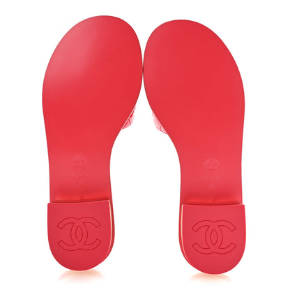 Chanel Patent Goatskin Quilted CC Sandals 38 Dark Pink 6 of 10