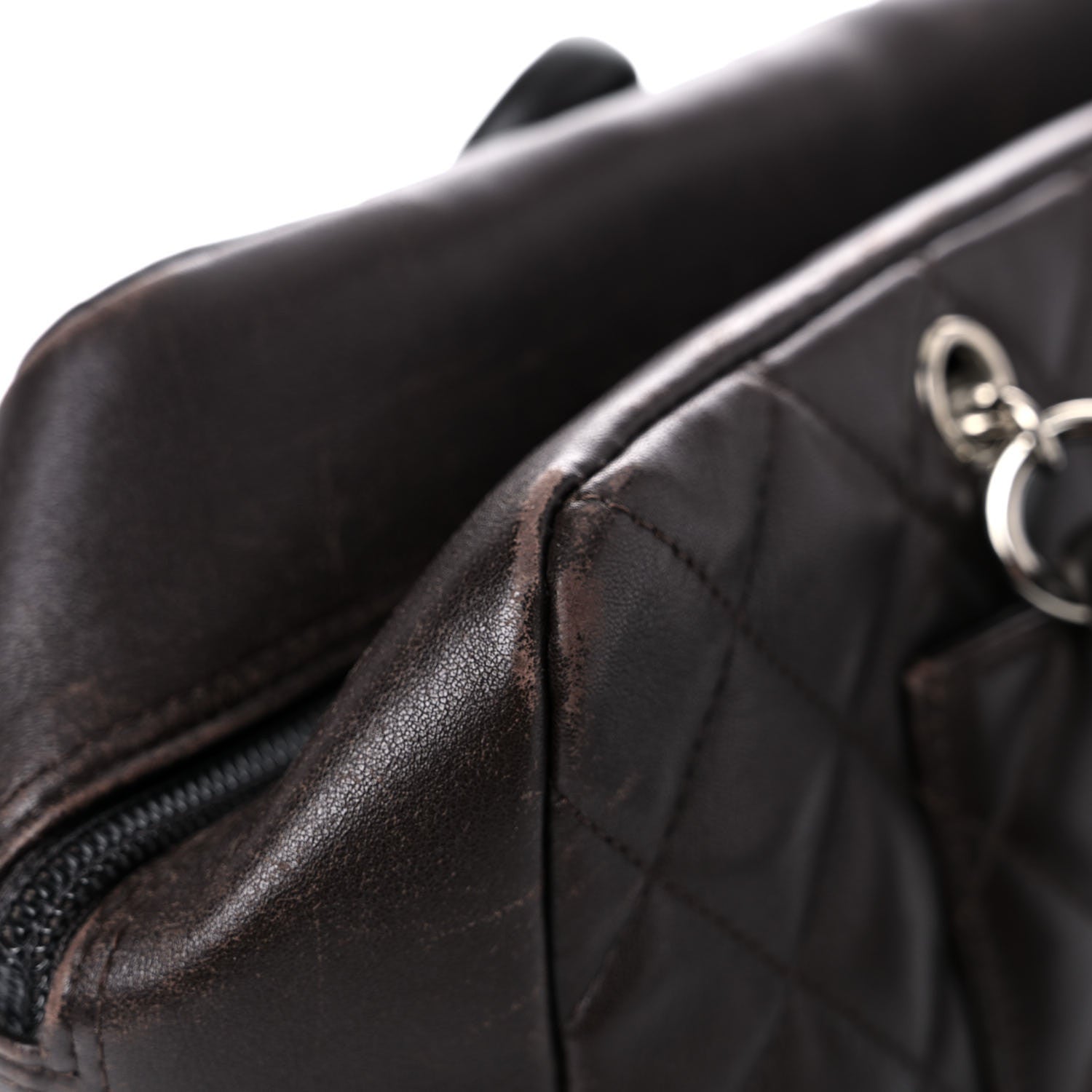 Chanel Calfskin Quilted Large Cambon Bowler Dark Brown 17 of 22
