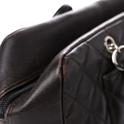 Chanel Calfskin Quilted Large Cambon Bowler Dark Brown 17 of 22