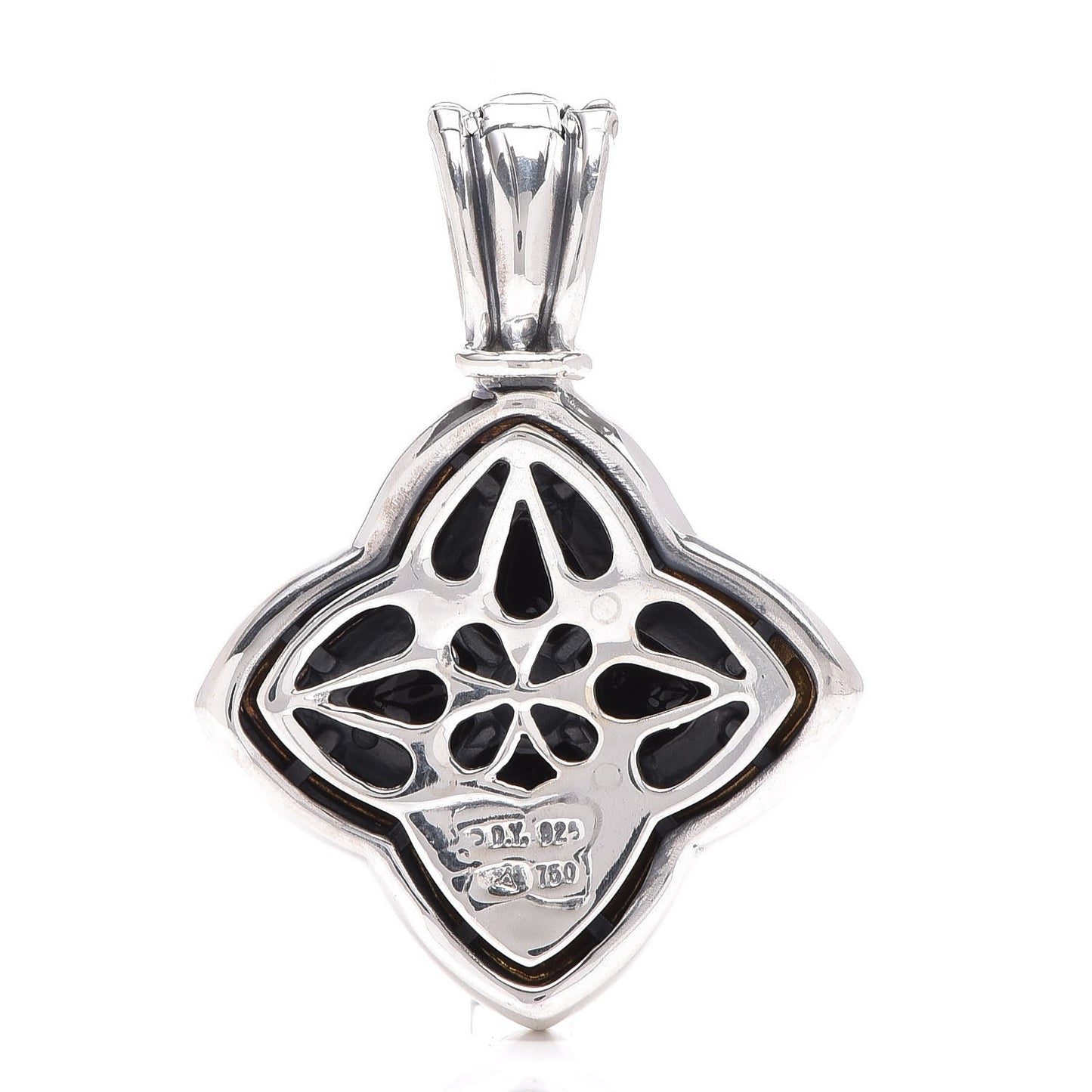 Sterling Silver 18K Yellow Gold Black Onyx Quatrefoil Enhancer