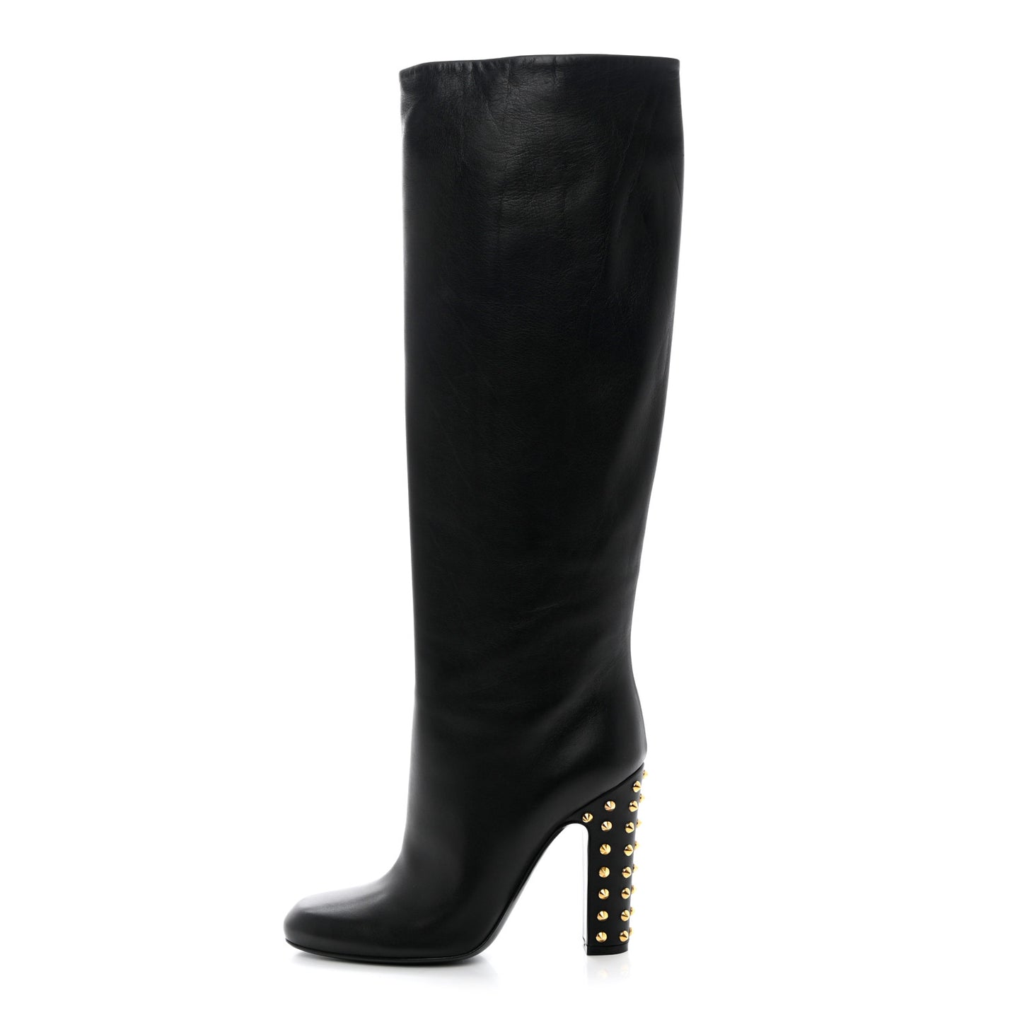 Calfskin Studded Jacquelyne Knee High Boots 37.5 Black