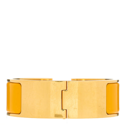 Hermes Enamel Wide Clic Clac H Bracelet PM Jaune Madras 3 of 5