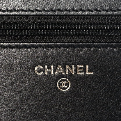 Chanel Calfskin Chevron Boy Wallet On Chain WOC Black 6 of 10