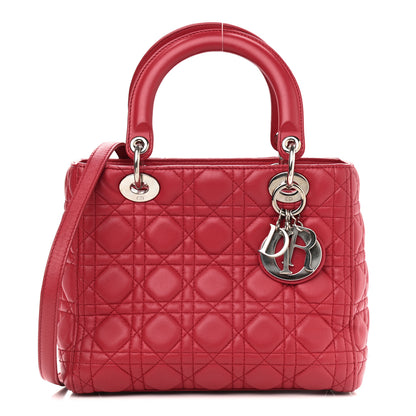 Christian Dior Lambskin Cannage Medium Lady Dior Red 1 of 9