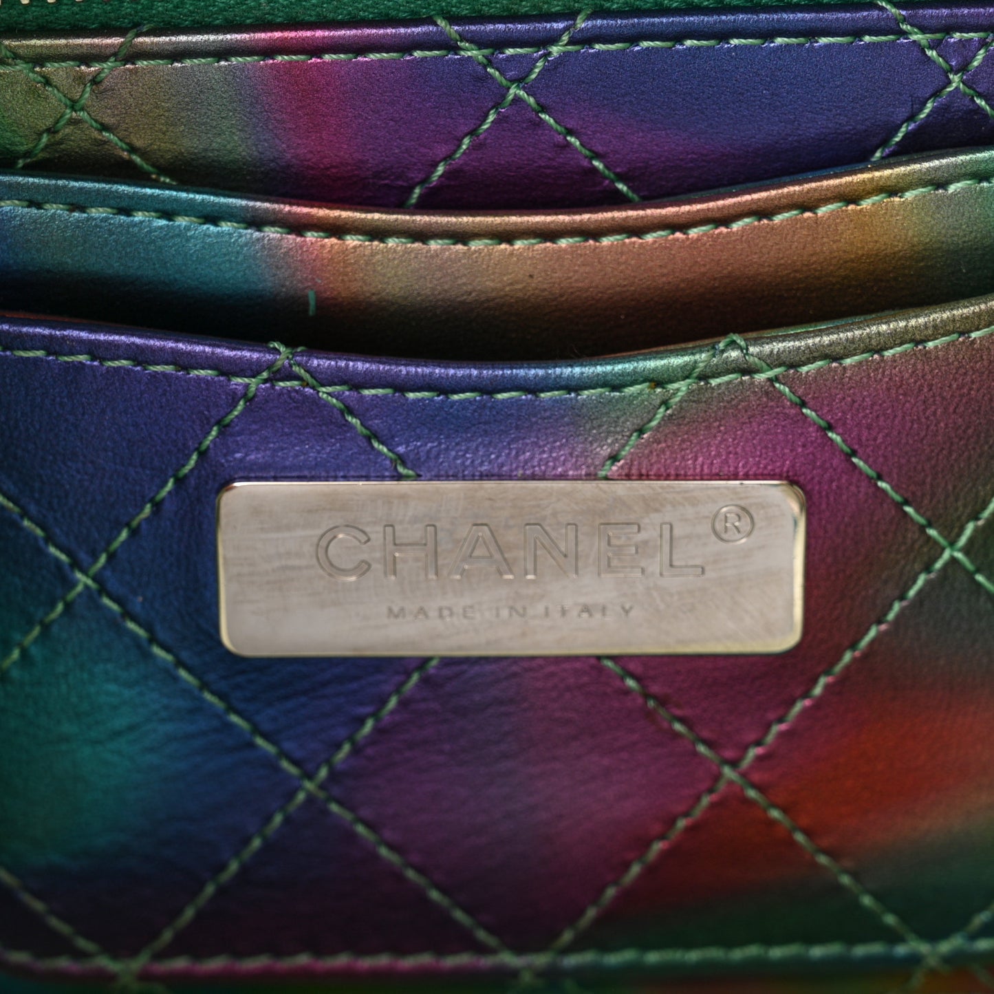 PVC Patent Calfskin Patent Lambskin Small CC Vanity Case Green