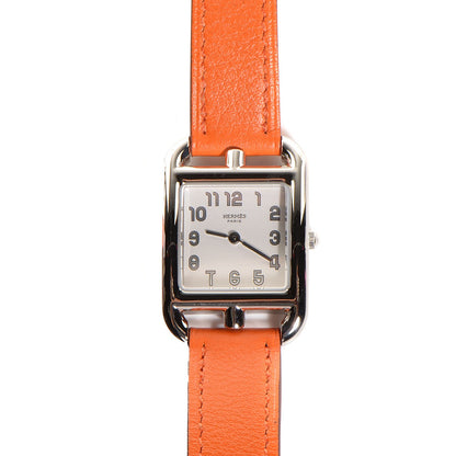 Hermes Stainless Steel Swift 23mm Cape Cod Double Tour Quartz Watch Orange 1 of 8