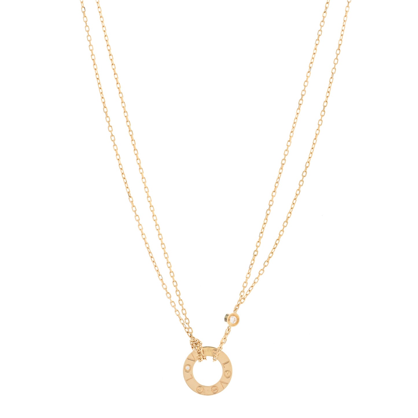 18K Yellow Gold 2 Diamond LOVE Necklace
