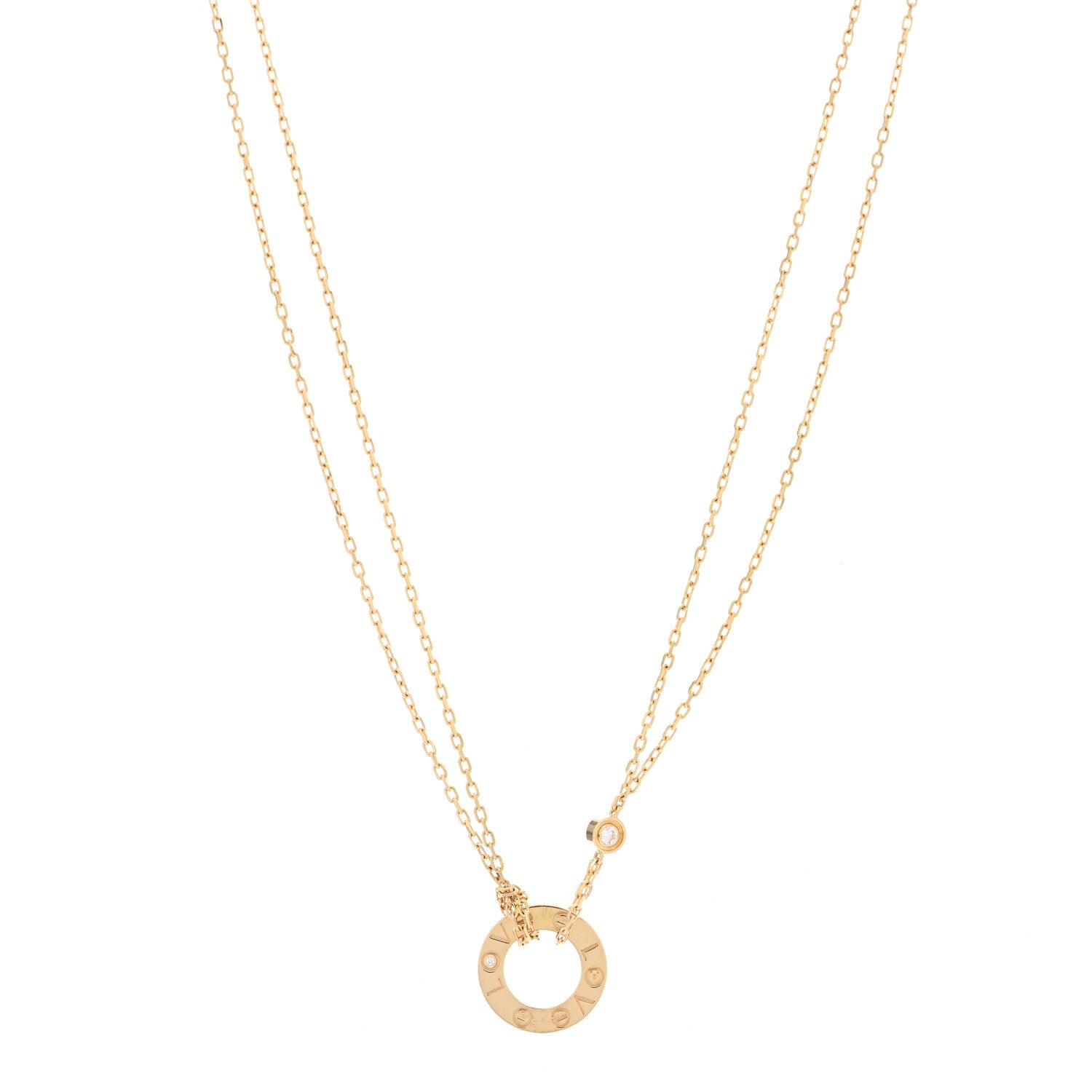 Cartier 18K Yellow Gold 2 Diamond LOVE Necklace 1 of 5
