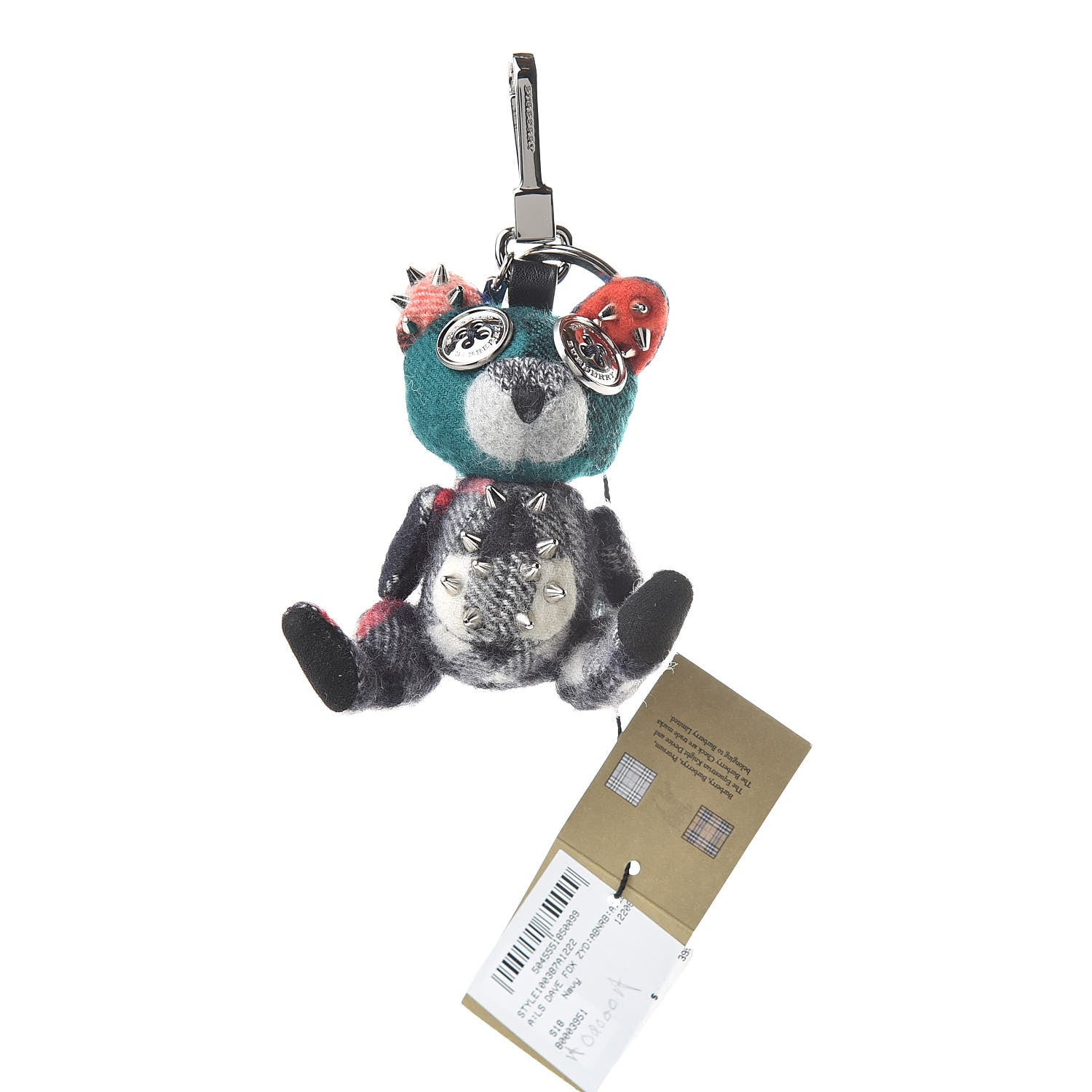 Burberry Cashmere Studded Dave The Fox Bag Charm Navy Multicolor 1 of 3