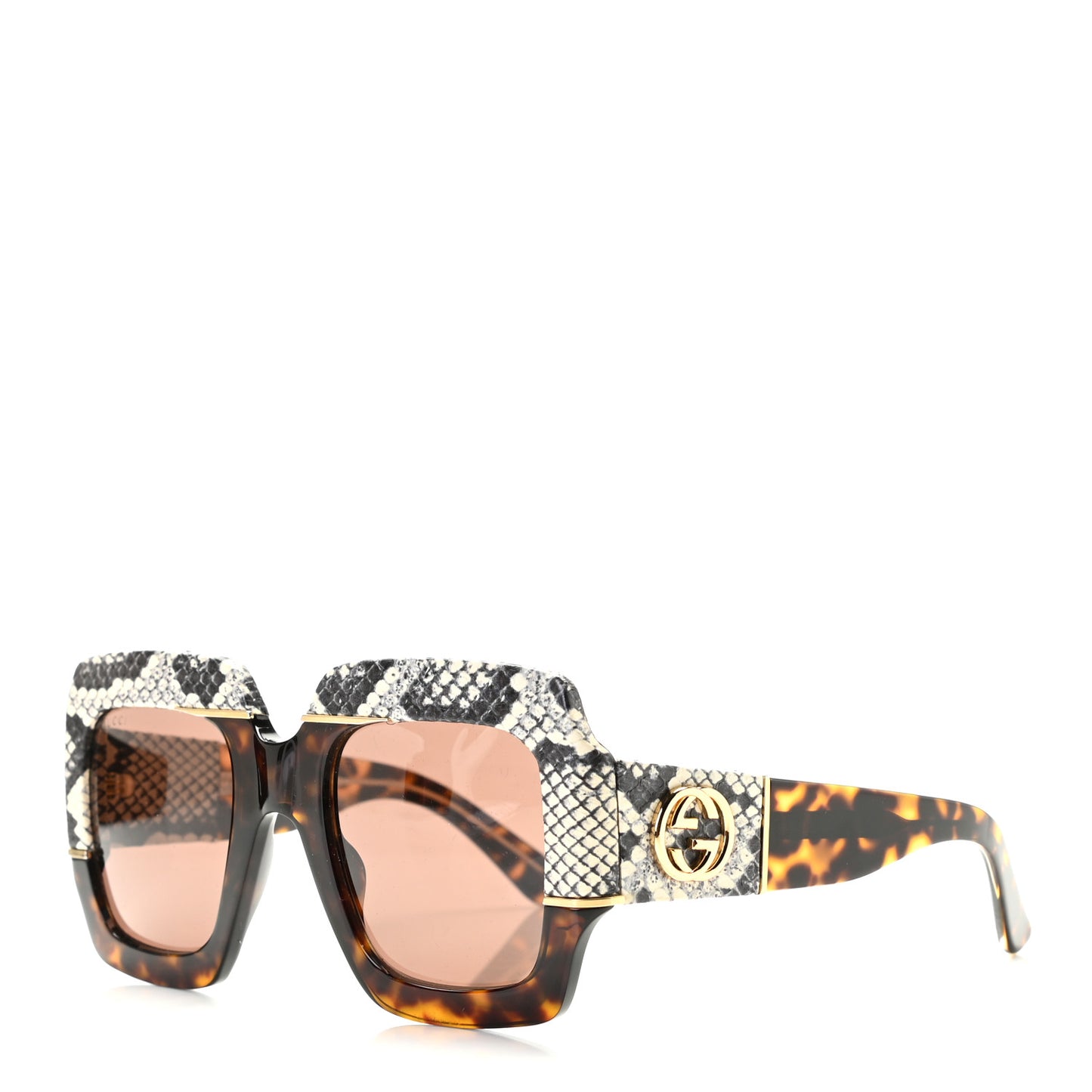 Snakeskin Acetate Square Sunglasses GG0484S Havana