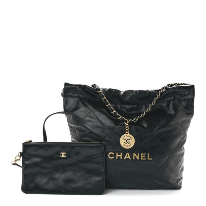 Chanel Shiny Calfskin Quilted Small Chanel 22 Black 1 of 13