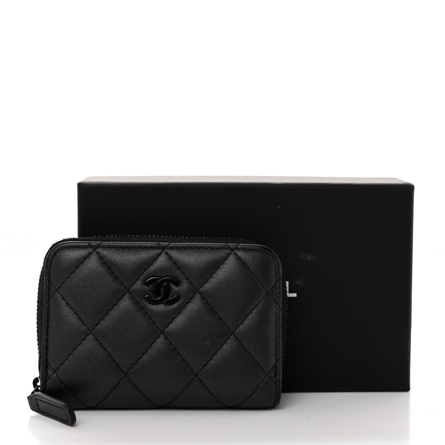Lambskin Quilted Zip Coin Purse So Black