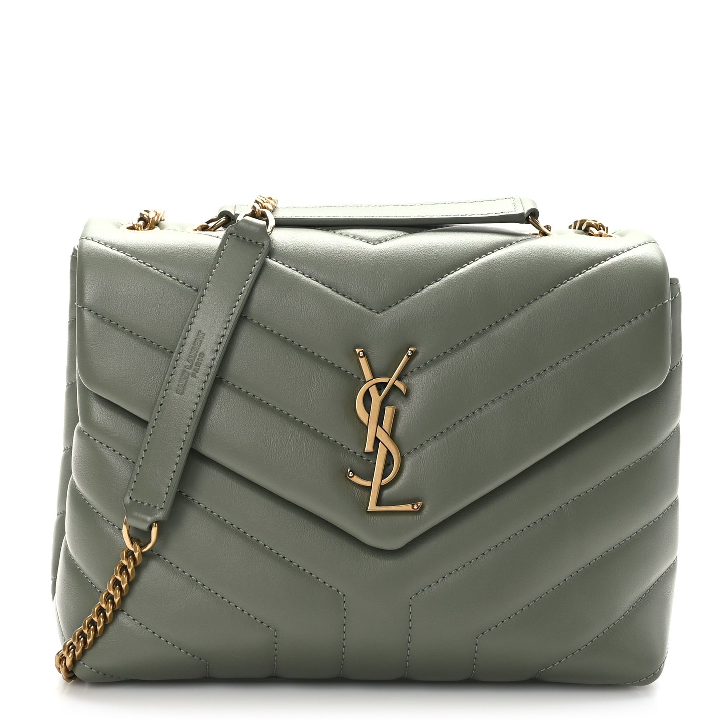 Calfskin Y Quilted Monogram Small Loulou Chain Satchel Light Sage