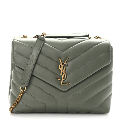 Saint Laurent Calfskin Y Quilted Monogram Small Loulou Chain Satchel Light Sage 1 of 8